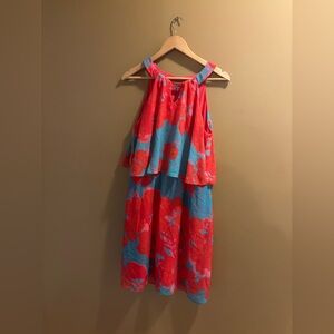 Signature by Sangria Red and Blue Floral Dress